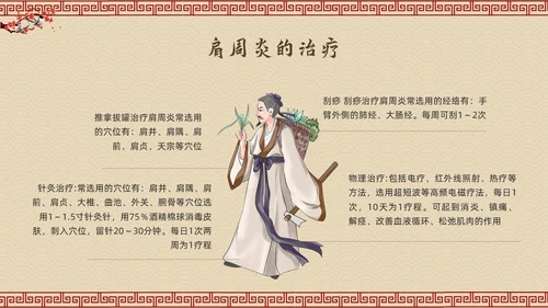 棕色古风肩周炎的中医护理PPT模板宣传PPT动态PPT