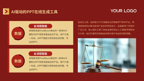 红色质感风AI产品在法律咨询的突破PPT模板