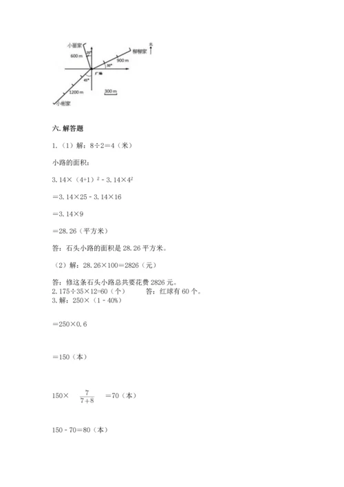 小学六年级上册数学期末测试卷附答案（研优卷）.docx