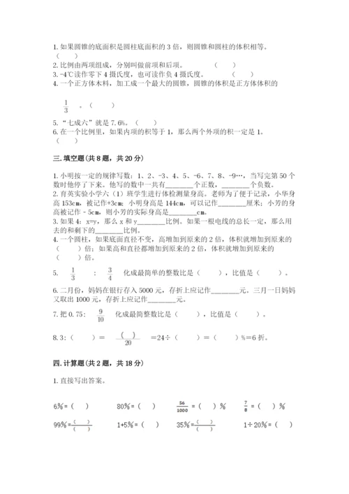 临沂市苍山县六年级下册数学期末测试卷精品加答案.docx