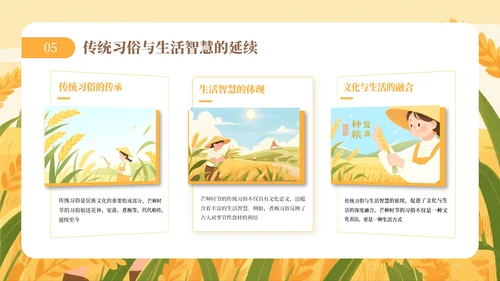 黄色芒种节气介绍通用PPT模板