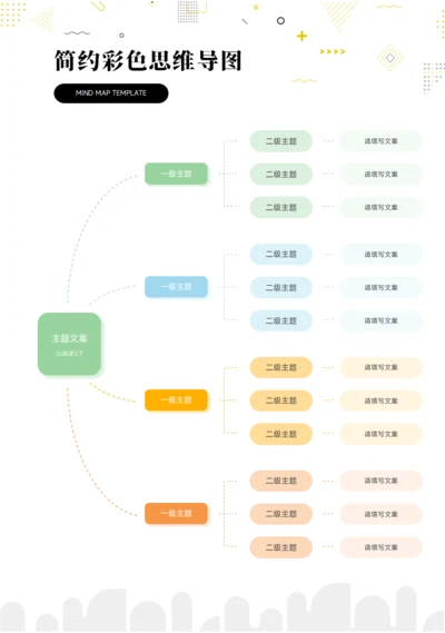 简约彩色竖版思维导图