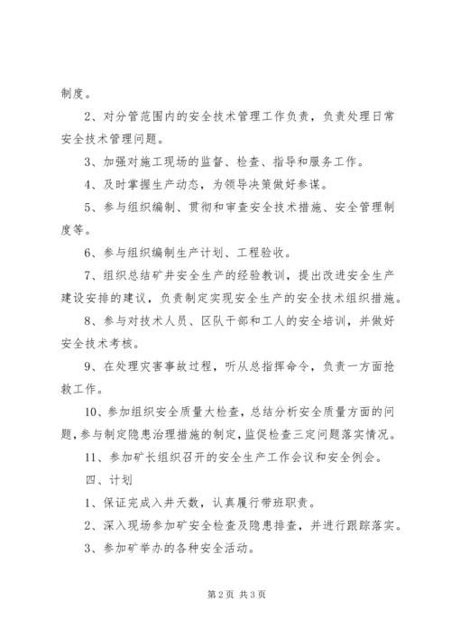 煤矿副总工程师的XX年工作计划.docx