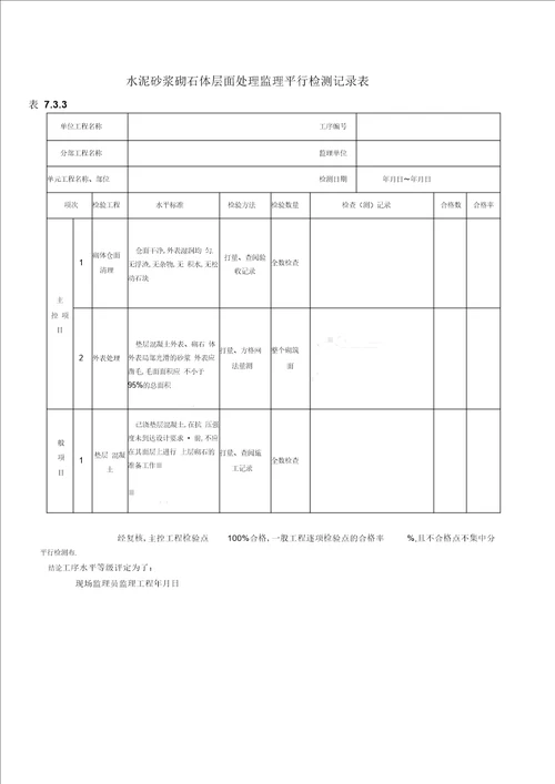 最新水利水电工程监理平行检测表格模板