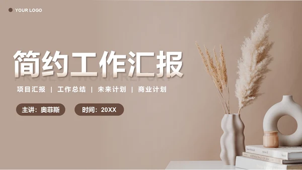 棕色简约工作汇报PPT模板