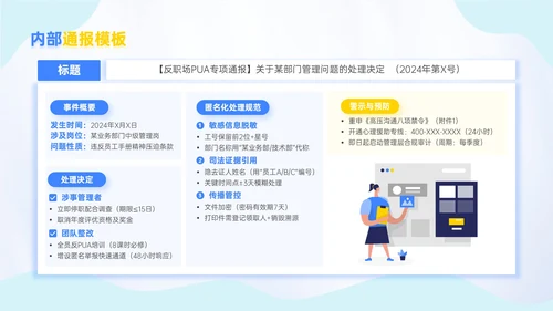 蓝金色插画风反职场PUA运动新员工入职培训