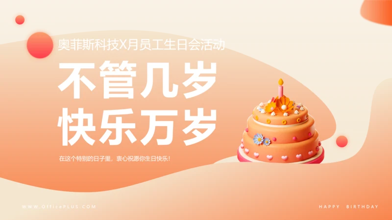 3D风橙色企业员工生日PPT