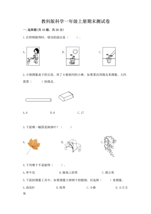 教科版科学一年级上册期末测试卷附完整答案（全优）.docx