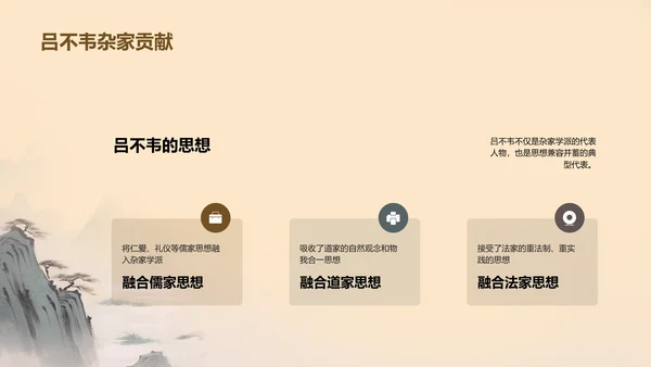 黄灰色插画复古国风名著导读吕氏春秋培训课件PPT模板