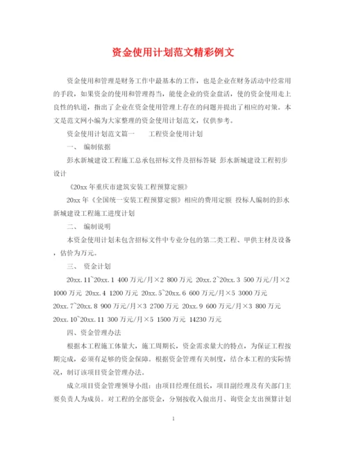 精编之资金使用计划范文精彩例文.docx