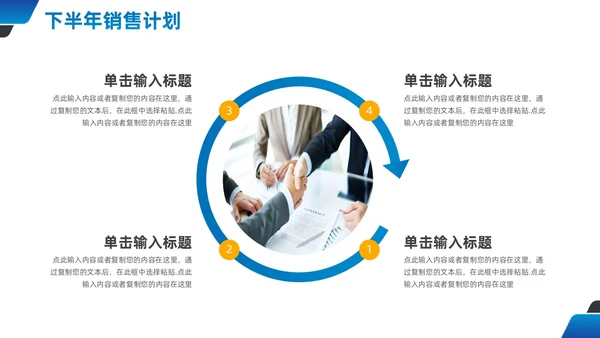 蓝橙商务销售部经理年中总结PPT模板