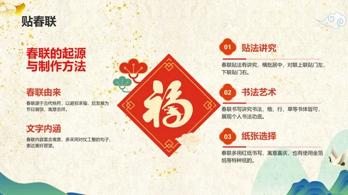 黄色国潮风春节的传说与习俗PPT模板