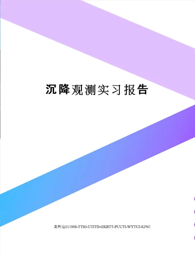 沉降观测实习报告