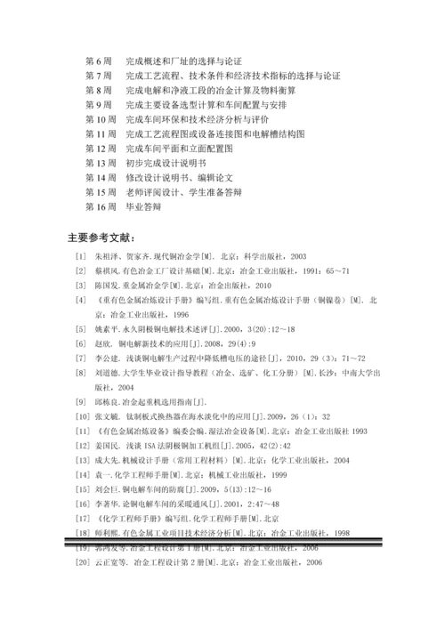 年产16万吨铜电解车间设计本科毕业设计(论文)任务书.docx