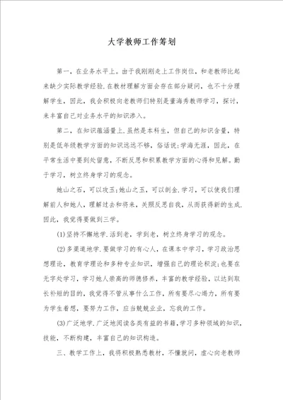 大学老师工作计划