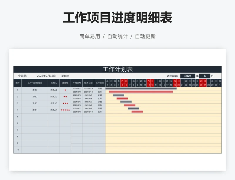 工作项目进度明细表