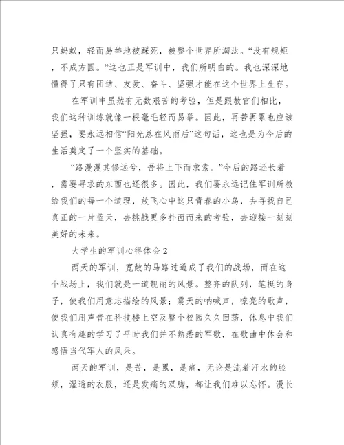 大学生的军训心得体会