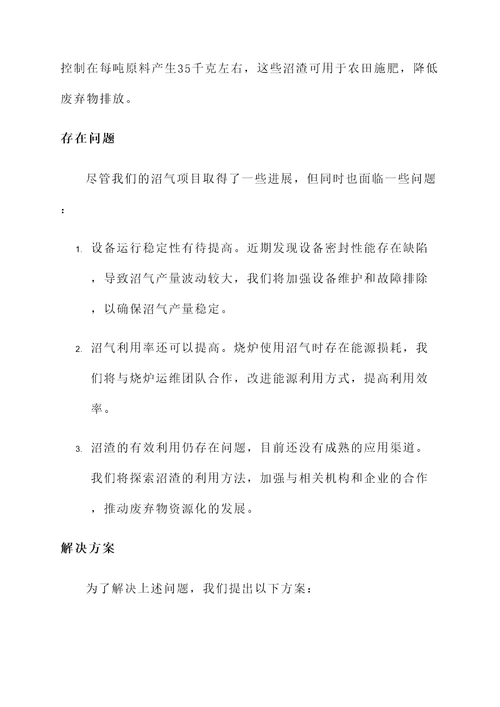 沼气运行情况汇报