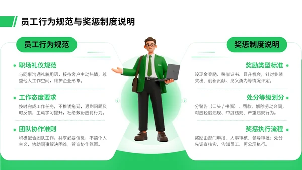 绿色插画风职场新人入职培训PPT模板