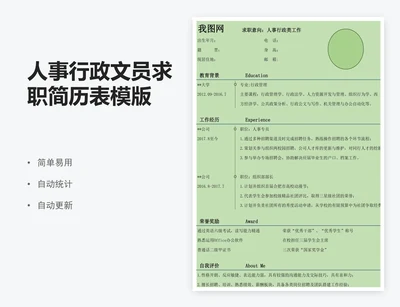 人事行政文员求职简历表模版