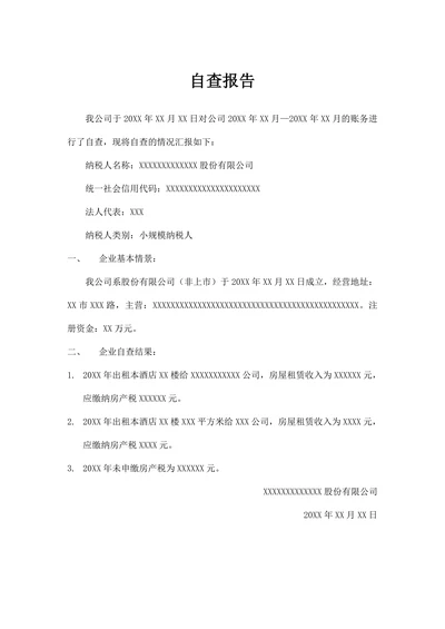 税务自查报告