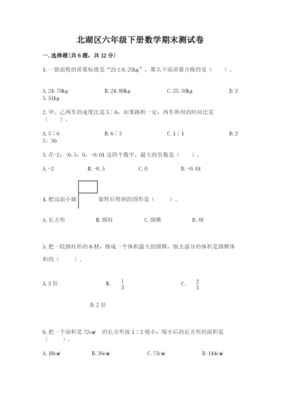 北湖区六年级下册数学期末测试卷及精品答案.docx