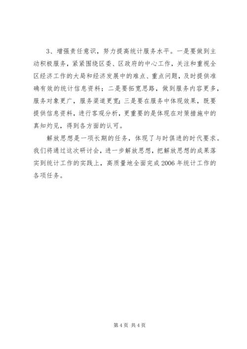 在市统计局解放思想学习研讨会上的发言 (2).docx