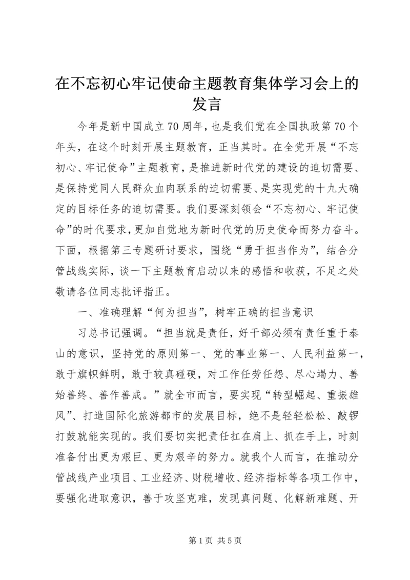 在不忘初心牢记使命主题教育集体学习会上的发言.docx