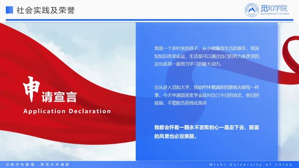 蓝色简约简洁学术国家奖学金答辩