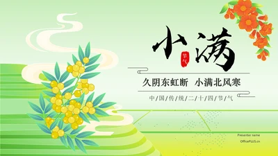 绿色国潮风二十四节气——小满 PPT模板