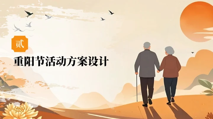 橙色复古风风重阳节敬老活动策划PPT模板