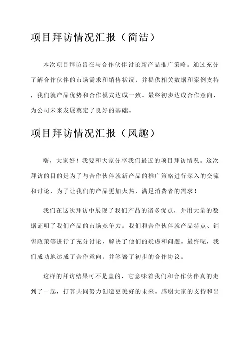 项目拜访情况汇报