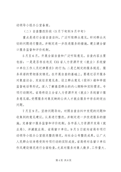 人力资源系统开展窗口单位改进作风专项行动工作方案.docx