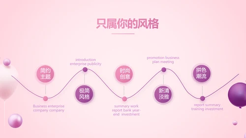 粉色唯美奶茶店周年庆ppt模板活动策划方案
