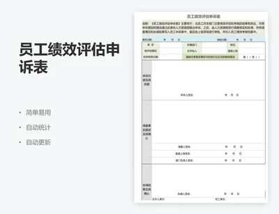 员工绩效评估申诉表