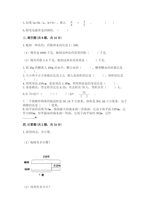 靖西县六年级下册数学期末测试卷精编.docx