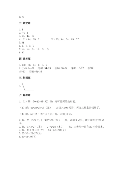 2022人教版二年级上册数学期中测试卷含答案（培优）.docx