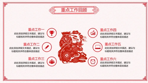 2021年牛年剪纸喜庆中国风年工作总结述职报告年终总结PPT
