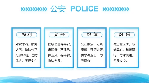 蓝色大气公安警察年终工作总结派出所演讲PPT