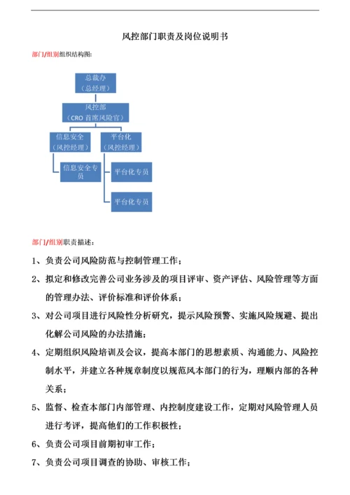 风控部门职责及风险首席官岗位说明书.docx