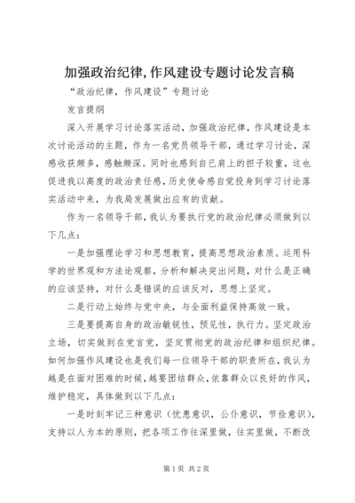 加强政治纪律,作风建设专题讨论发言稿.docx