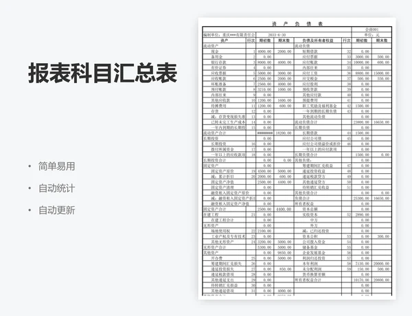 报表科目汇总表