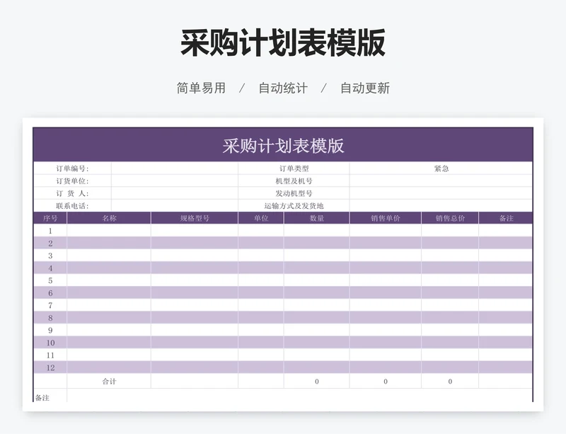 采购计划表模版