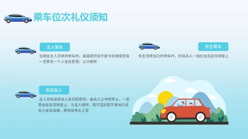 绿色简约风乘车礼仪职场商务礼仪培训PPT模板