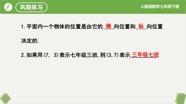 7.1.1 有序数对 课件（共20张PPT）-2023-2024学年七年级数学下册同步精品课堂（人教
