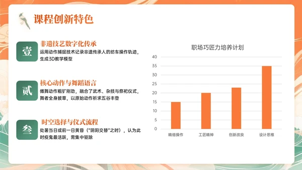 橙绿色中国风七夕文化体验课主题PPT模板