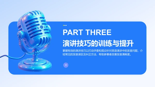 蓝色3D风成功的英语演讲比赛方案PPT模板
