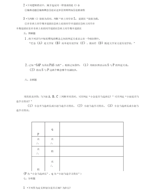 逻辑学试题及答案