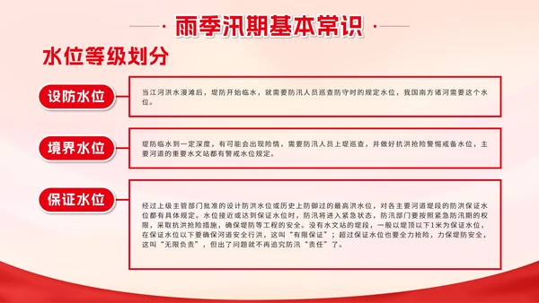 红色城市剪影加强防洪防汛知识班会带内容PPT模板