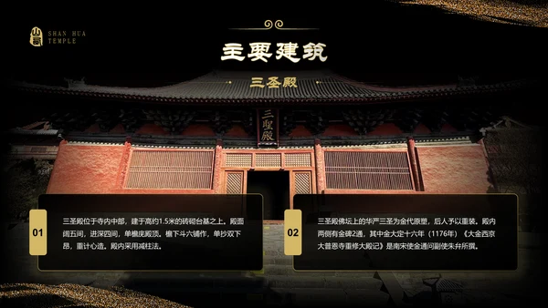 黑色国潮风黑神话悟空取景地——善化寺PPT模板